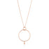 Rose Gold Texture Double Circle Pendant Necklace